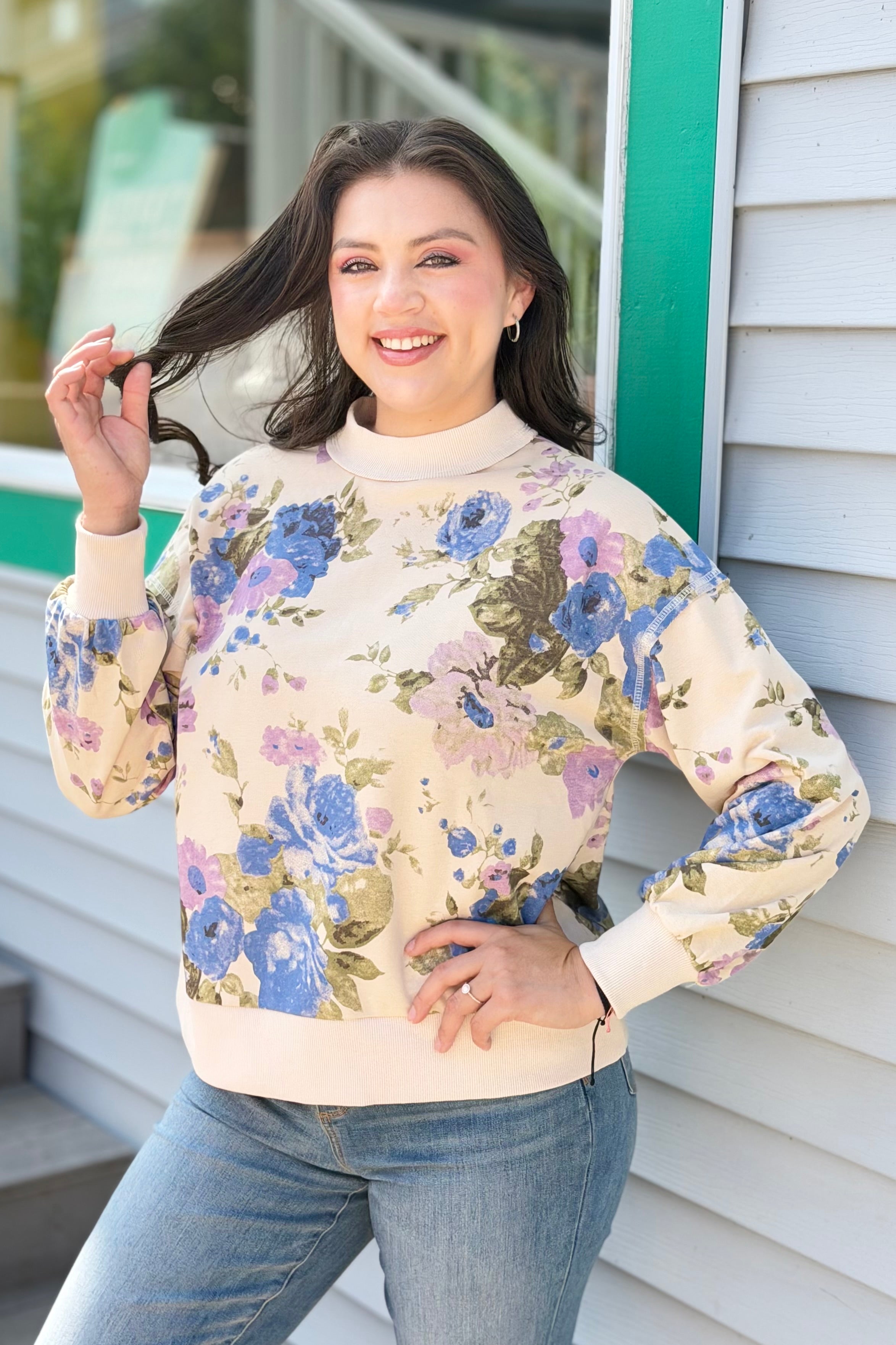 Floral Sweatshirt - Cream