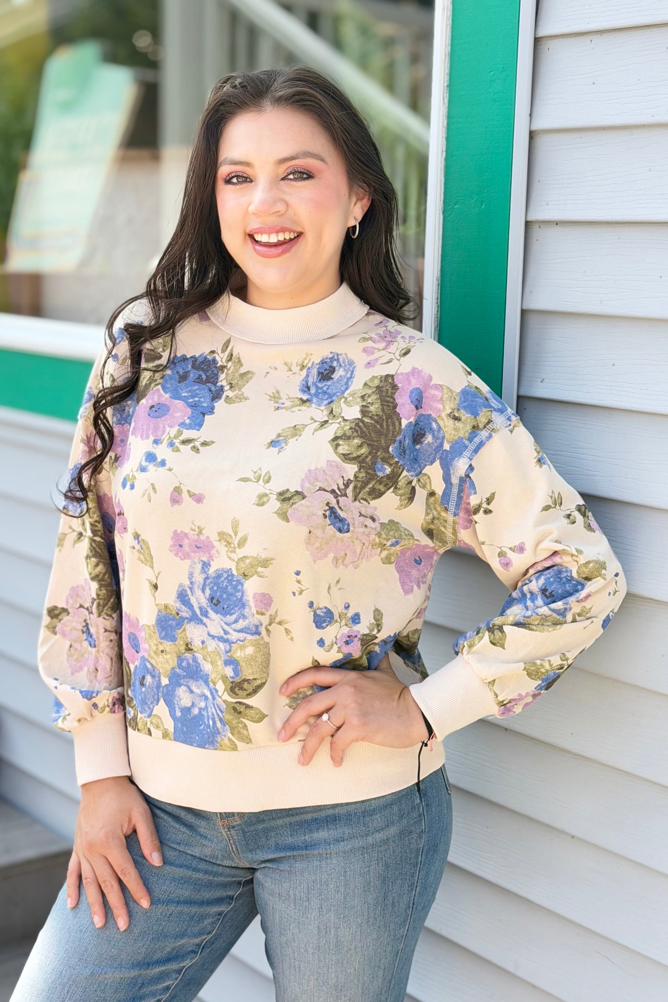 Floral Sweatshirt - Cream