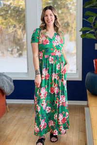 Floral Wrap Maxi Dress - Green