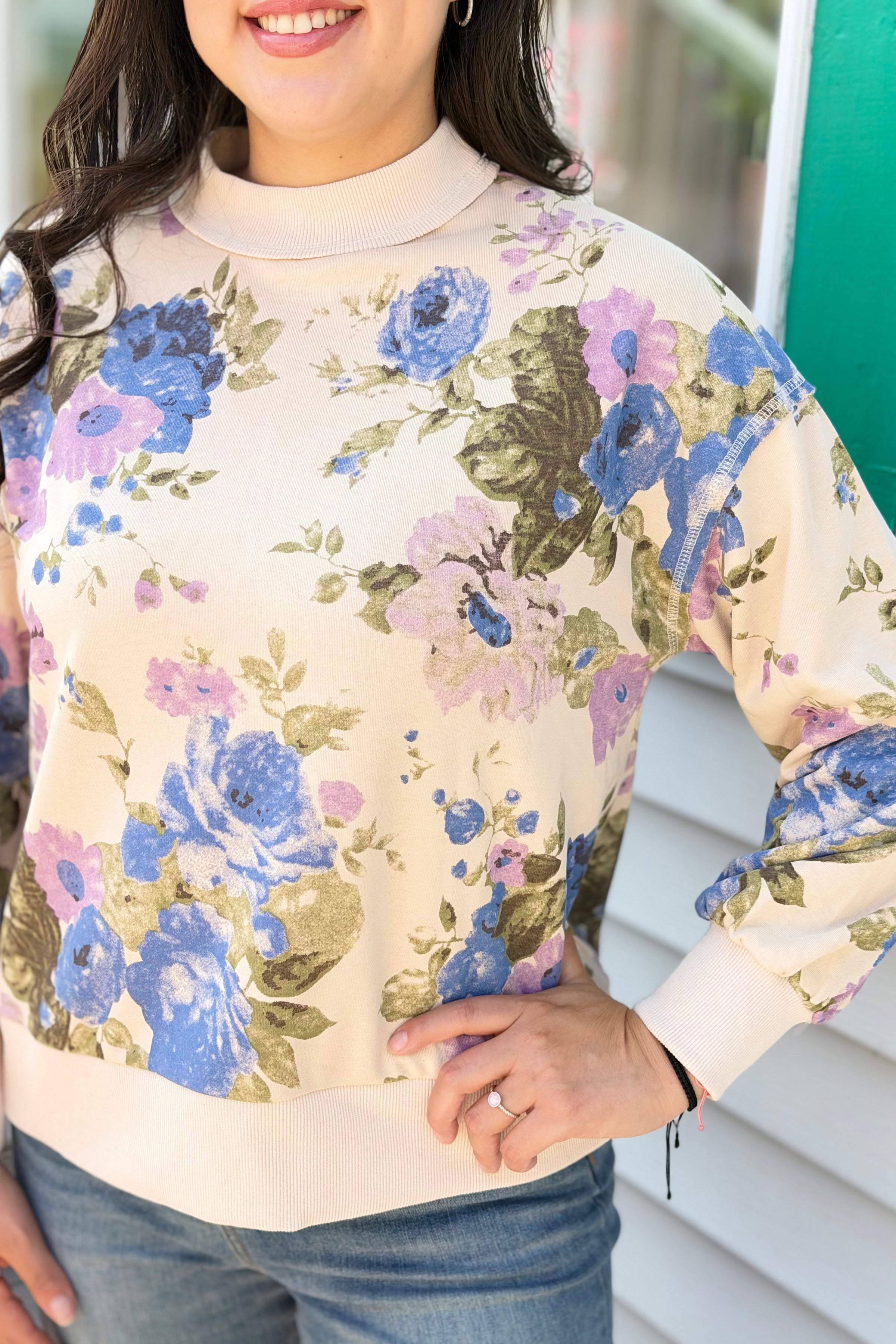 Floral Sweatshirt - Cream