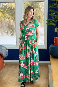 Floral Wrap Maxi Dress - Green