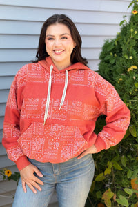 Bandana Print Hoodie - Red
