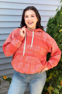 Bandana Print Hoodie - Red