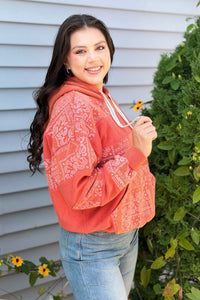 Bandana Print Hoodie - Red