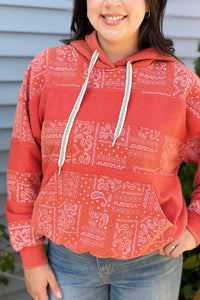 Bandana Print Hoodie - Red
