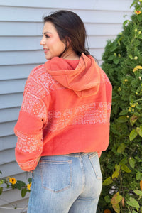 Bandana Print Hoodie - Red