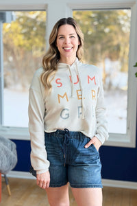 Summer Girl Graphic Cropped Hoodie