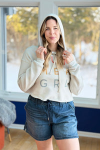 Summer Girl Graphic Cropped Hoodie