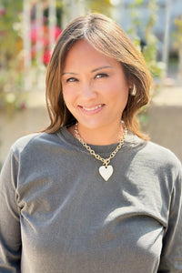 White Inlay Heart Toggle Necklace