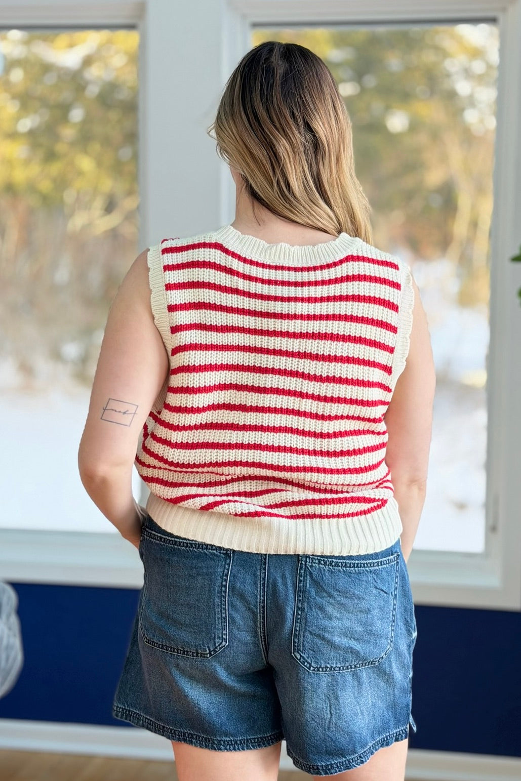 Striped Sweater Vest - Red
