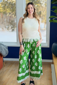 Boho-Chic Wide Leg Pants - Green