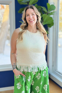 Fringe Hem Knit Top - Ivory