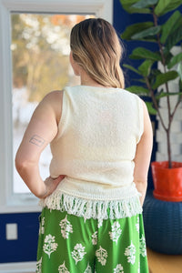 Fringe Hem Knit Top - Ivory