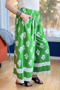 Boho-Chic Wide Leg Pants - Green