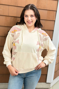 Floral Patchwork Hoodie - Ivory