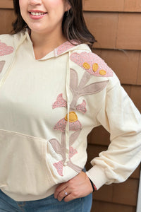 Floral Patchwork Hoodie - Ivory
