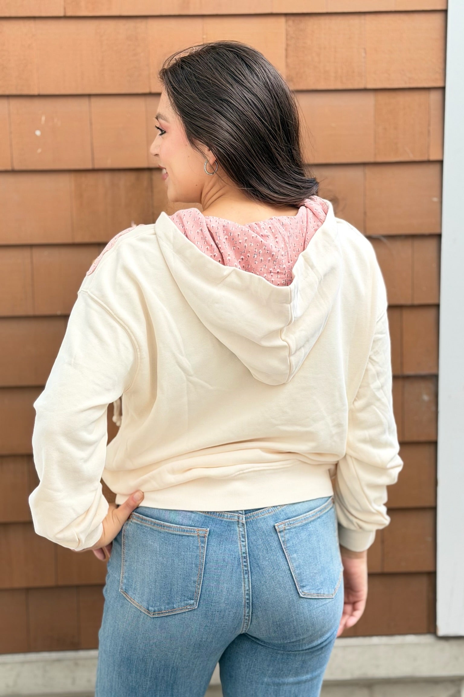 Floral Patchwork Hoodie - Ivory