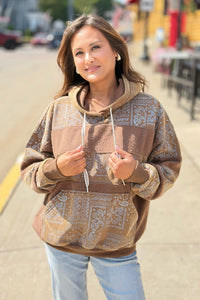 Bandana Print Hoodie - Mocha