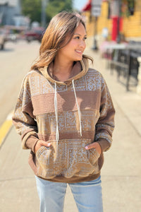 Bandana Print Hoodie - Mocha