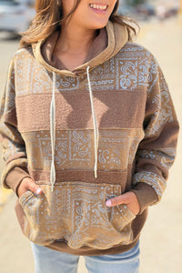 Bandana Print Hoodie - Mocha