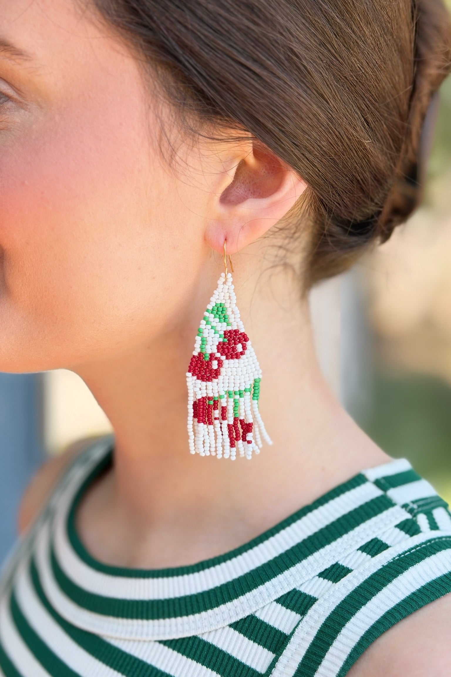 Cherry Fringe Beaded Earrings