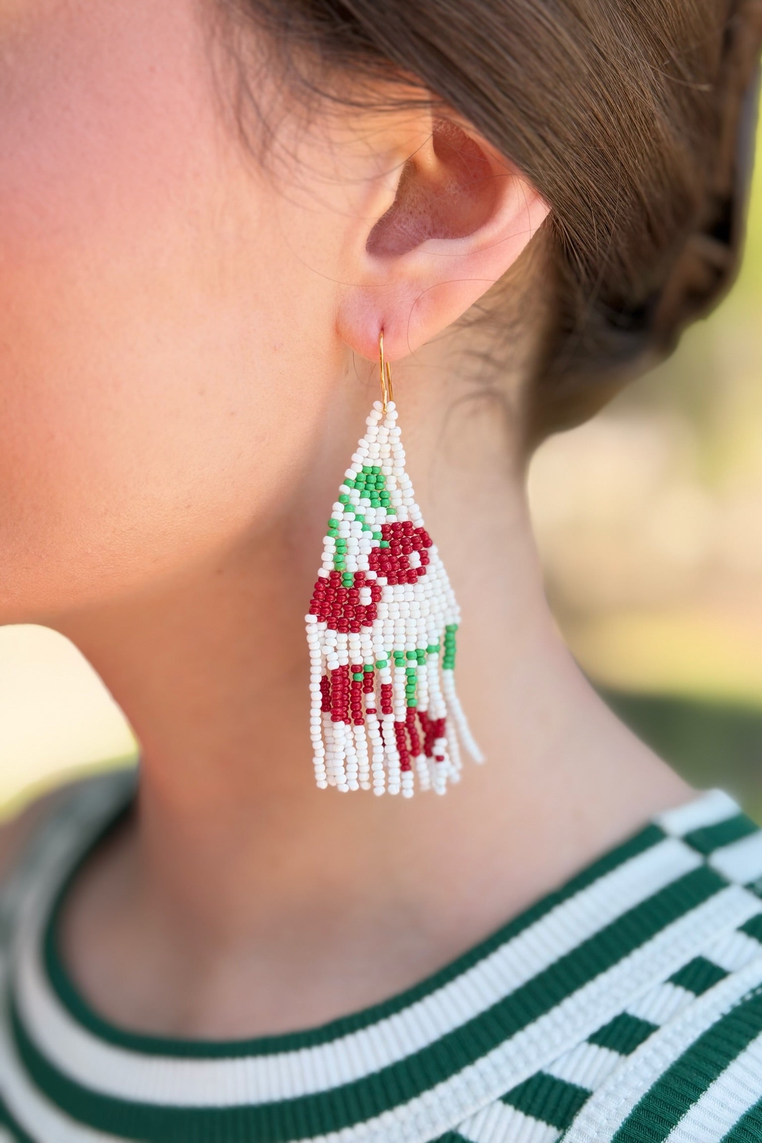 Cherry Fringe Beaded Earrings