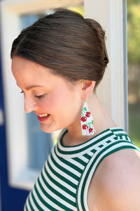 Cherry Fringe Beaded Earrings