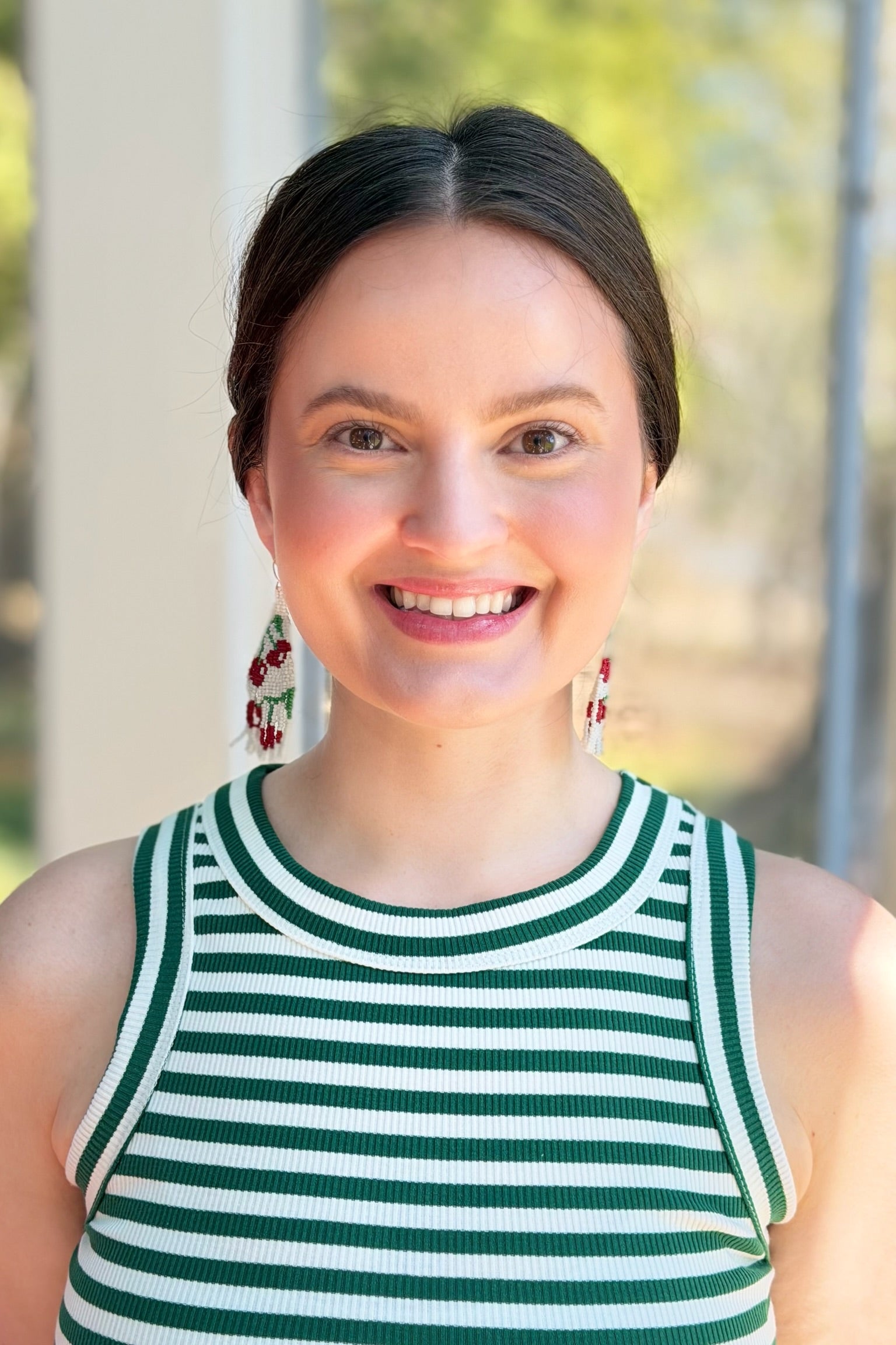 Cherry Fringe Beaded Earrings