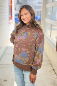 Floral Sweatshirt - Chocolate