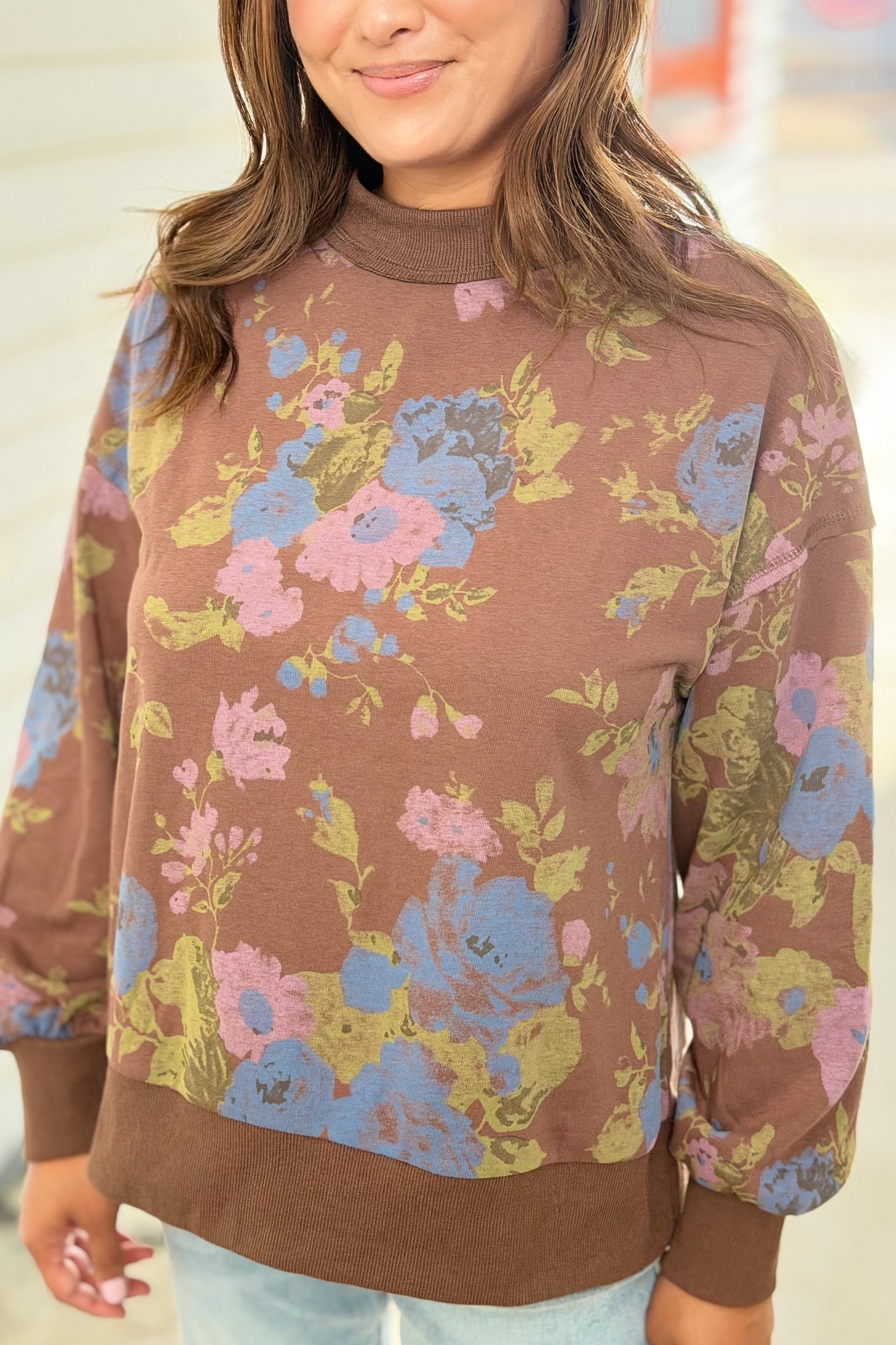 Floral Sweatshirt - Chocolate