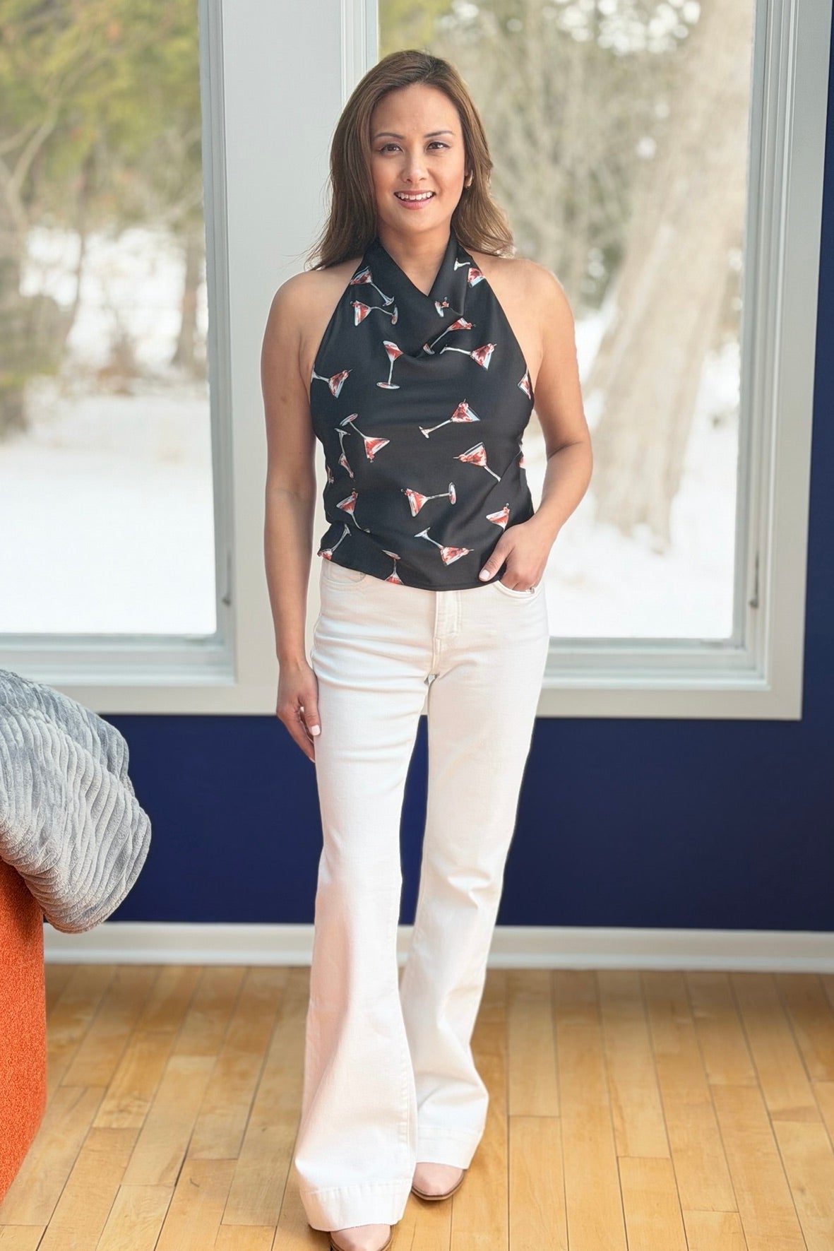 Tummy Control MR White Flare Jeans LV42