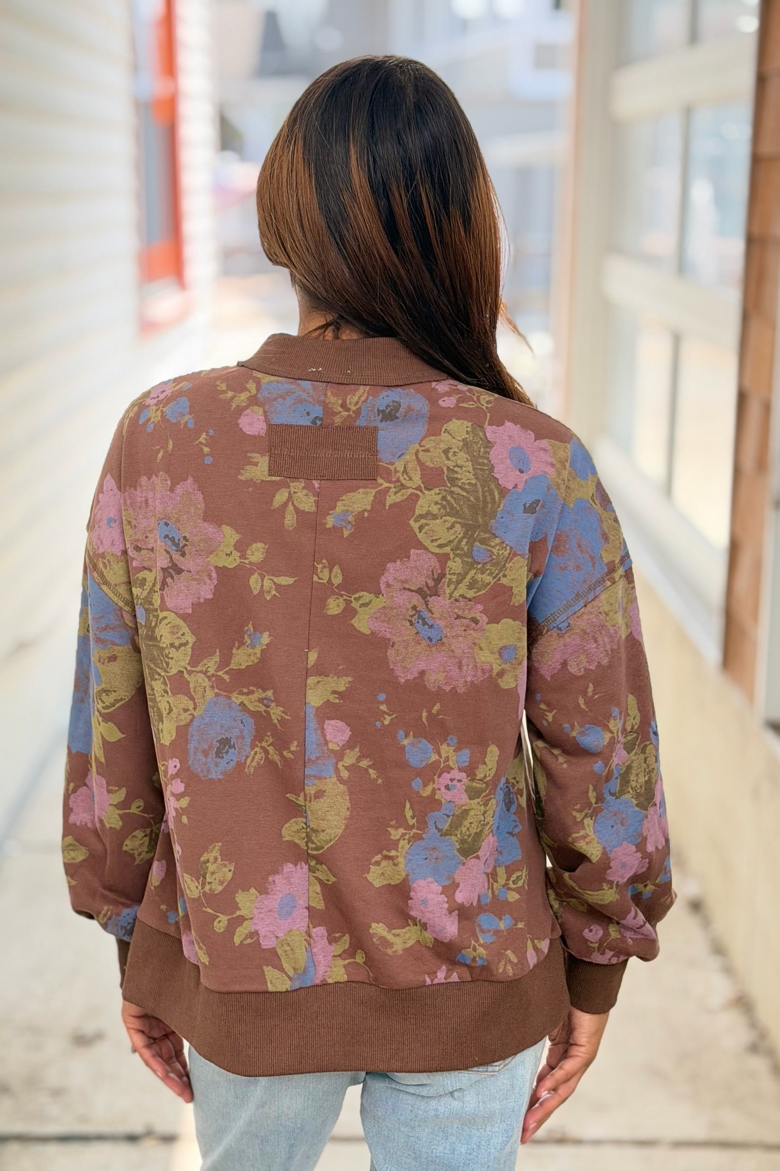 Floral Sweatshirt - Chocolate