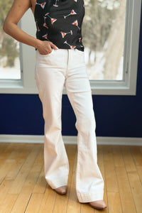 Tummy Control MR White Flare Jeans LV42