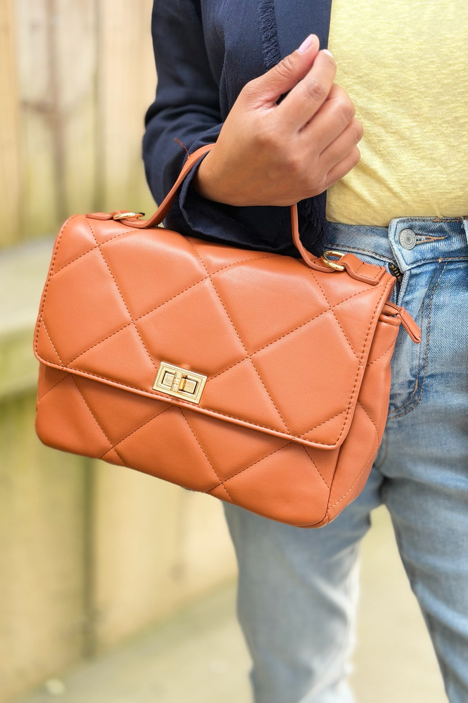 Harp Quilted Crossbody – Brown