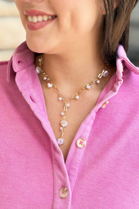 Boho Y Pearl Station Necklace