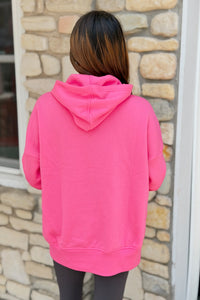 Half-Snap Hooded Sweatshirt - Fuchsia