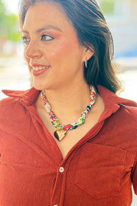 Handmade Scarf Charm Necklace - Orange