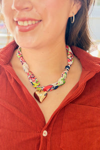 Handmade Scarf Charm Necklace - Orange