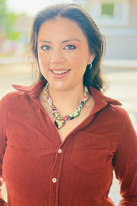 Handmade Scarf Charm Necklace - Orange