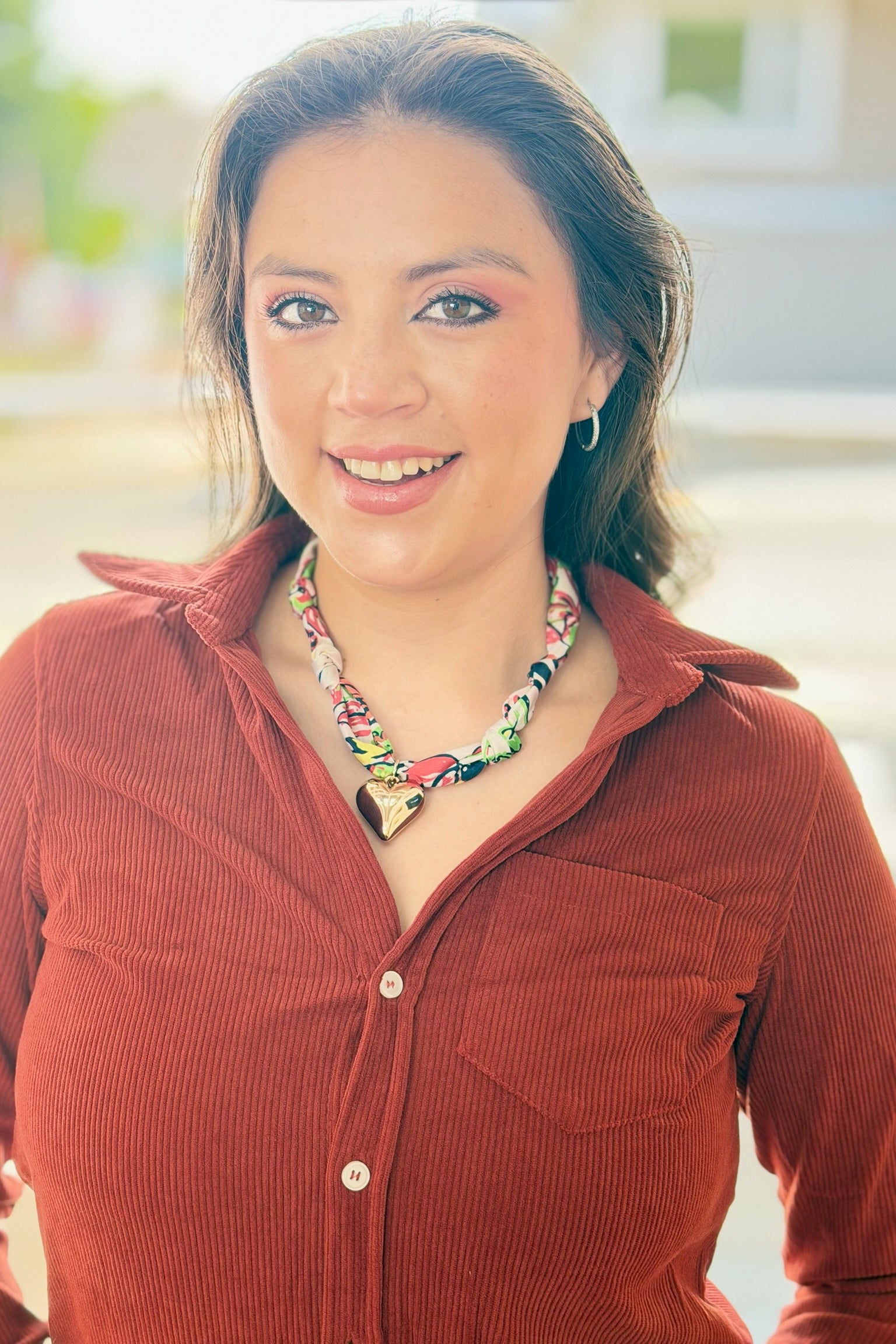 Handmade Scarf Charm Necklace - Orange