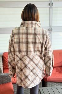 Mya Plaid Pullover - Iced Latte