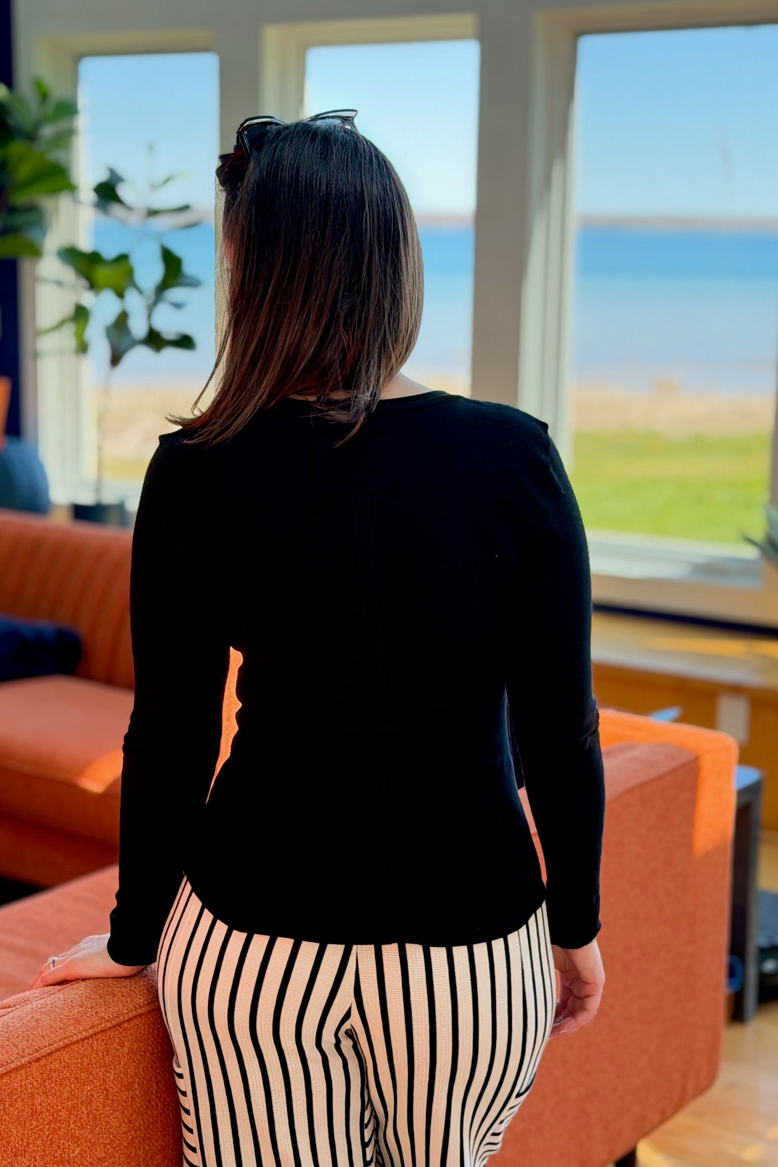 Henley Long Sleeve Top - Black