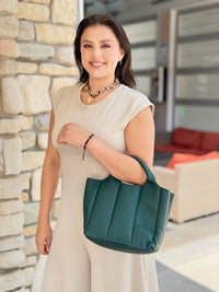 Maddox Paneled Satchel Bag - Hunter Green