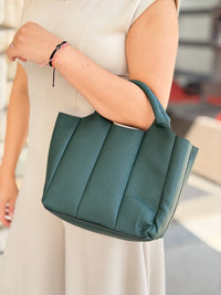 Maddox Paneled Satchel Bag - Hunter Green