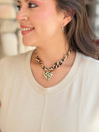 Handmade Scarf Charm Necklace - Leopard
