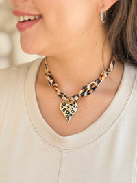 Handmade Scarf Charm Necklace - Leopard