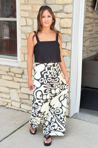 Strapless Print Jumpsuit - Black