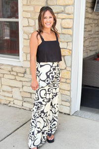 Strapless Print Jumpsuit - Black