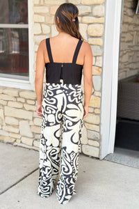 Strapless Print Jumpsuit - Black