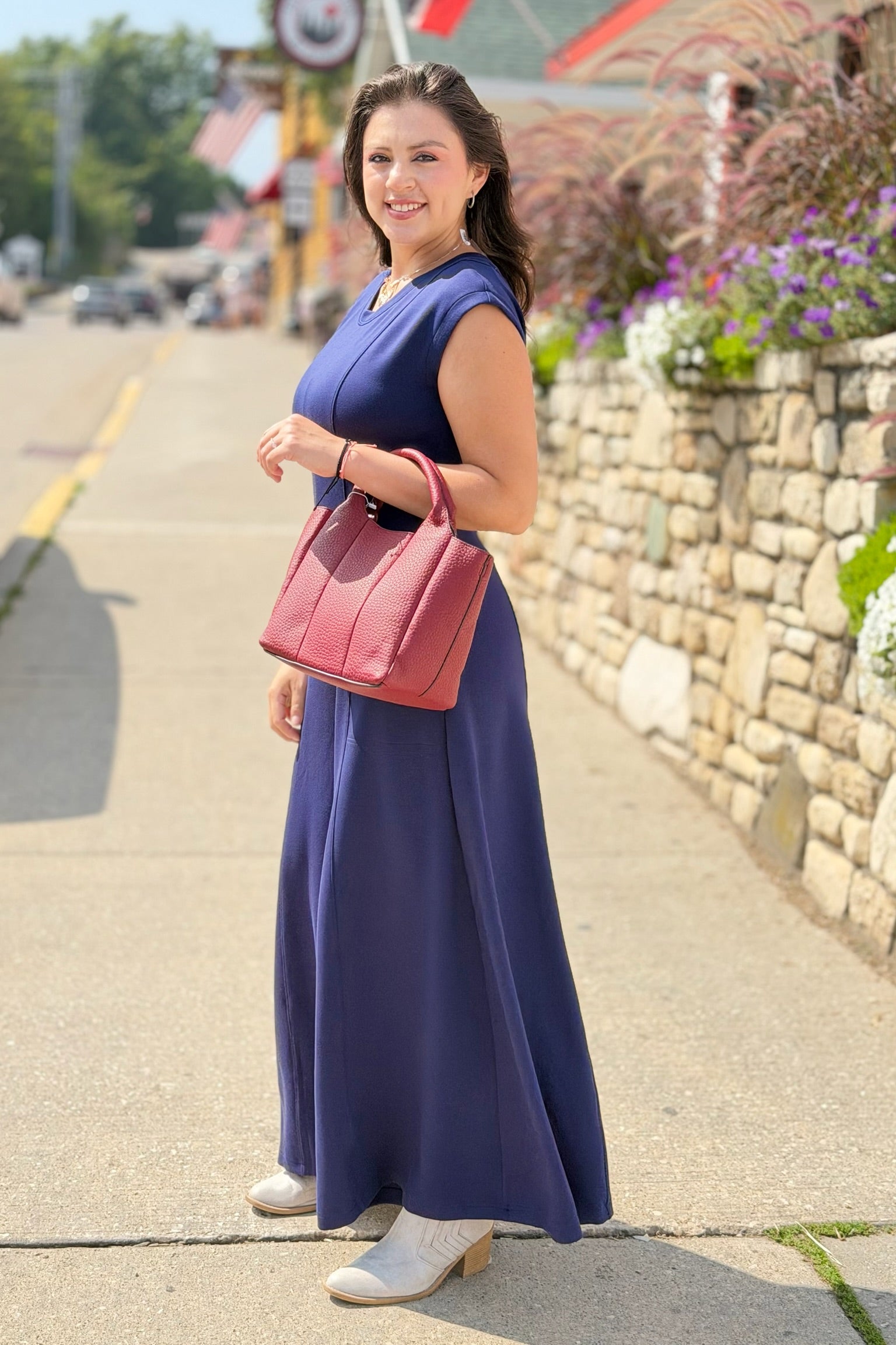 Short Sleeve Solid Jumpsuit - Navy